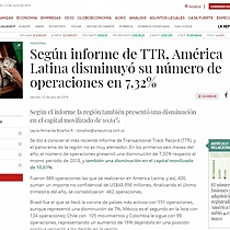 Segn informe de TTR, Amrica Latina disminuy su nmero de operaciones en 7,32%